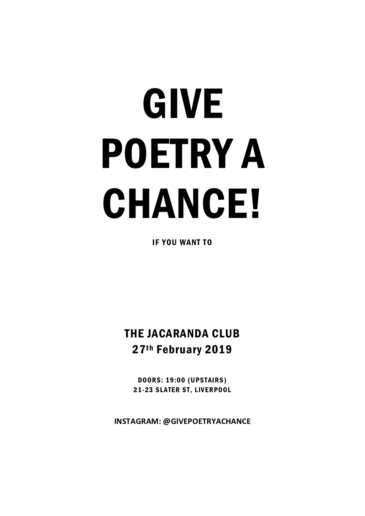 Give Poetry A Chance - February 2019